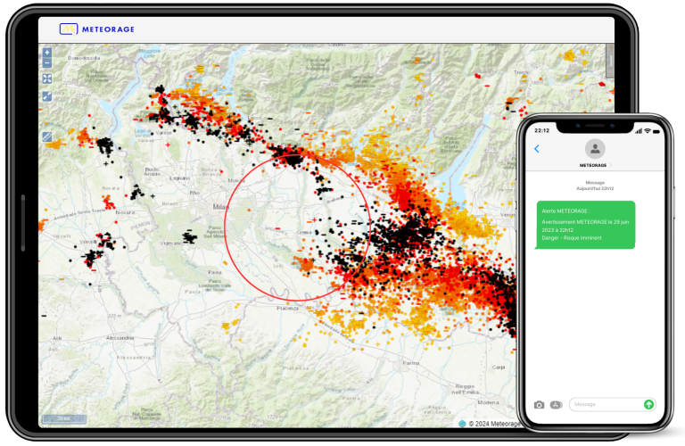 Être alerté : Message de début d'alerte et visualisation des impacts dans la zone.